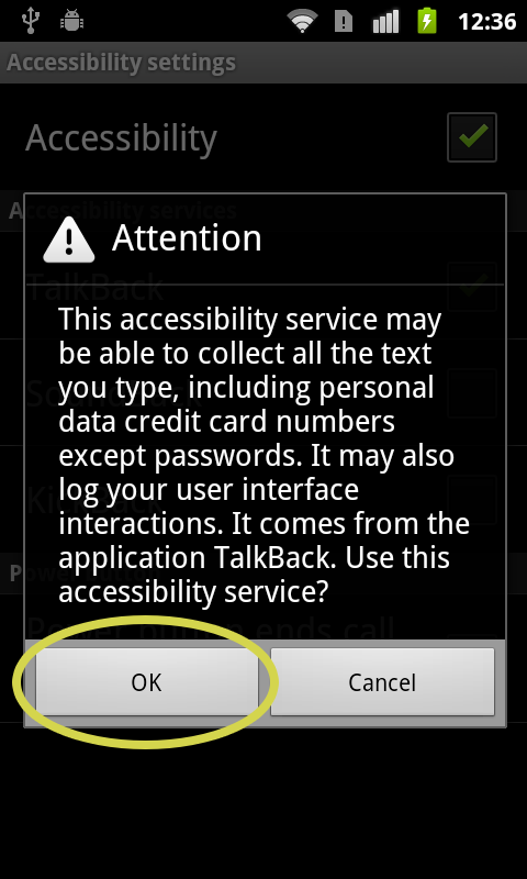 Accept the security implications of using accessibility